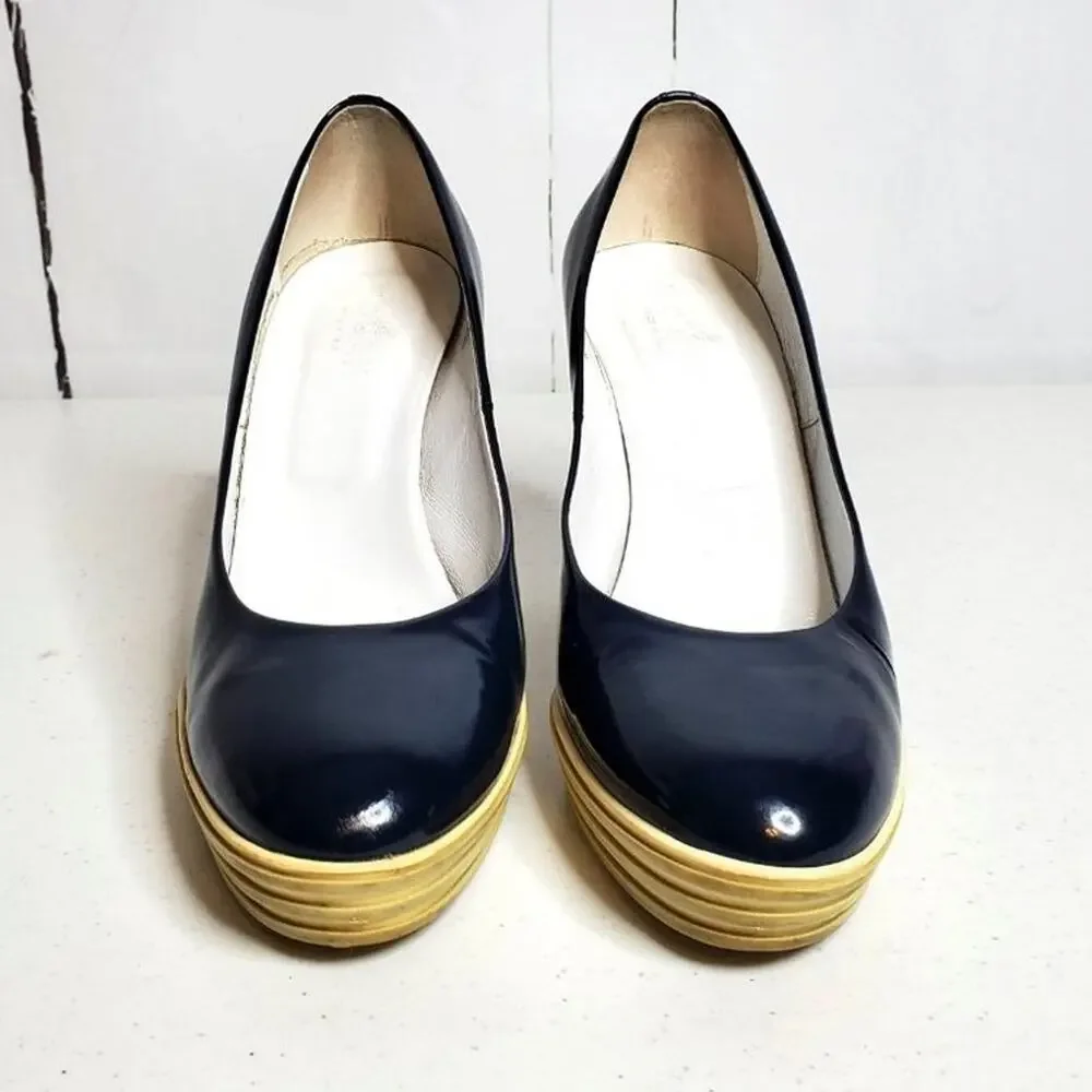 Vintage Hogan Patent Leather Sneaker Platform Heels 38.5